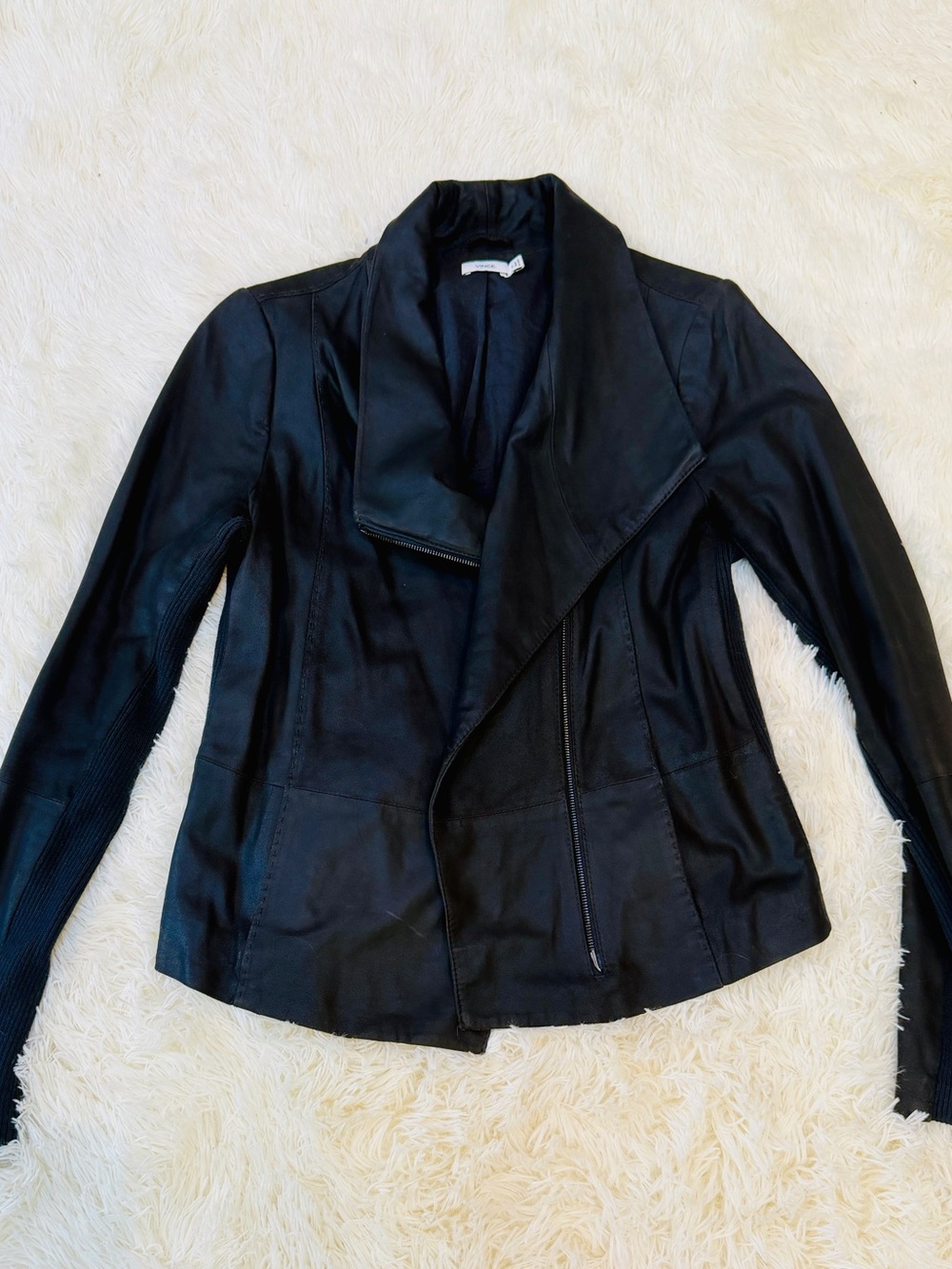 Vince Black Asymmetrical Leather Jacket
